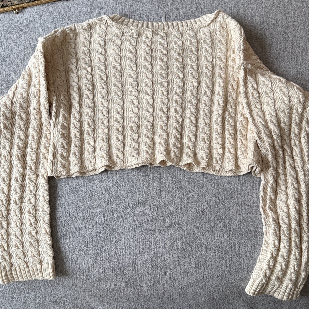 Free People Ivory Cable Knit Sweater - Picture 5 of 6